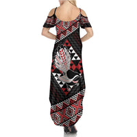 Taniko Aotearoa Summer Maxi Dress Poutama Mix Piwakawaka LT7 - Polynesian Pride