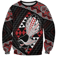 Taniko Aotearoa Sweatshirt Poutama Mix Piwakawaka LT7 Unisex Red - Polynesian Pride