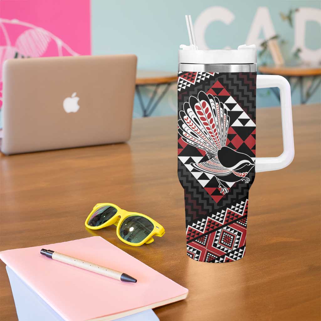 Taniko Aotearoa Tumbler With Handle Poutama Mix Piwakawaka LT7 - Polynesian Pride
