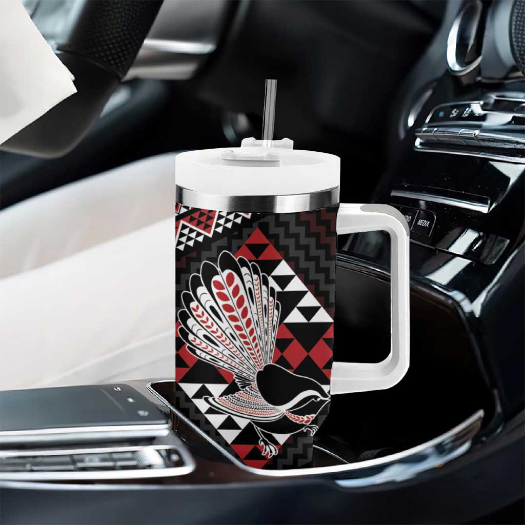 Taniko Aotearoa Tumbler With Handle Poutama Mix Piwakawaka LT7 - Polynesian Pride