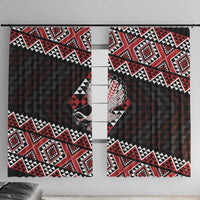 Taniko Aotearoa Window Curtain Poutama Mix Piwakawaka LT7 With Hooks Red - Polynesian Pride