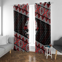 Taniko Aotearoa Window Curtain Poutama Mix Piwakawaka LT7 With Grommets Red - Polynesian Pride