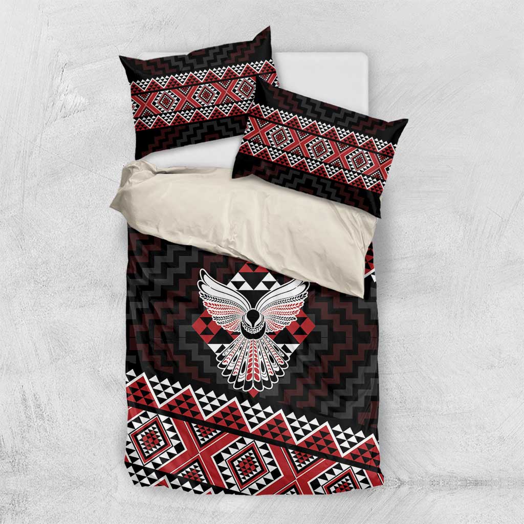 Taniko Aotearoa Bedding Set Poutama Mix Piwakawaka - Ver02 LT7 US Twin 172cm x 218cm Red - Polynesian Pride