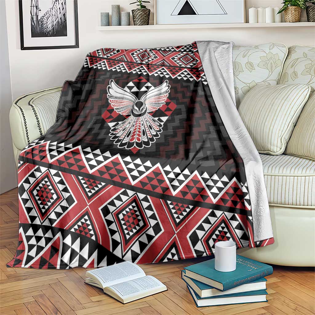 Taniko Aotearoa Blanket Poutama Mix Piwakawaka - Ver02 LT7 Red - Polynesian Pride
