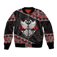 Taniko Aotearoa Bomber Jacket Poutama Mix Piwakawaka - Ver02 LT7 Unisex Red - Polynesian Pride