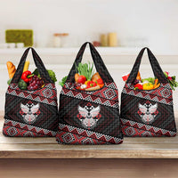 Taniko Aotearoa Grocery Bag Poutama Mix Piwakawaka - Ver02 LT7 3-pack One Size Red - Polynesian Pride