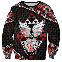 Taniko Aotearoa Sweatshirt Poutama Mix Piwakawaka - Ver02 LT7 Unisex Red - Polynesian Pride