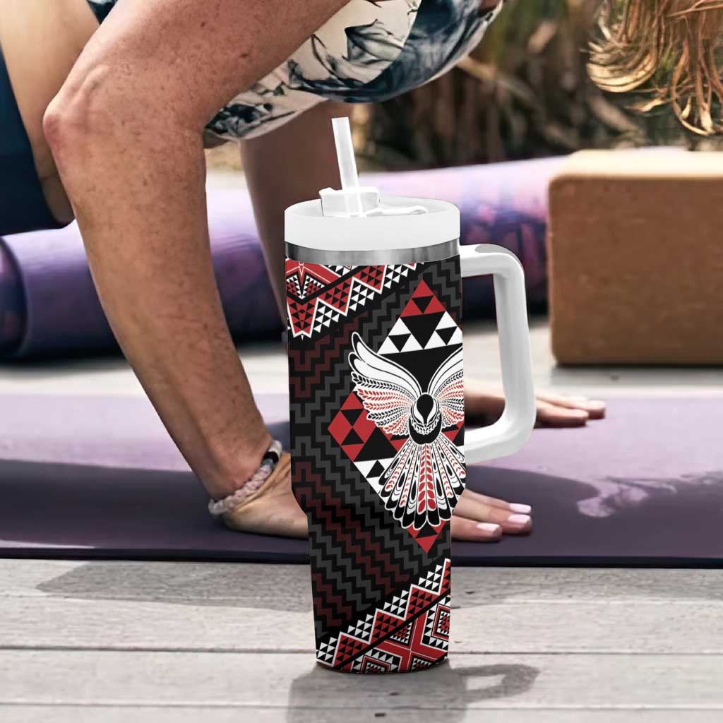 Taniko Aotearoa Tumbler With Handle Poutama Mix Piwakawaka - Ver02 LT7 - Polynesian Pride