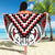 Maori Tukutuku Taniko Motifs Beach Blanket Red Poutama Mix Kowhaiwhai