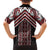 Maori Tukutuku Taniko Motifs Family Matching Long Sleeve Bodycon Dress and Hawaiian Shirt Red Poutama Mix Kowhaiwhai