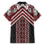 Maori Tukutuku Taniko Motifs Family Matching Long Sleeve Bodycon Dress and Hawaiian Shirt Red Poutama Mix Kowhaiwhai