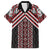 Maori Tukutuku Taniko Motifs Family Matching Off Shoulder Short Dress and Hawaiian Shirt Red Poutama Mix Kowhaiwhai