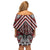 Maori Tukutuku Taniko Motifs Family Matching Off Shoulder Short Dress and Hawaiian Shirt Red Poutama Mix Kowhaiwhai