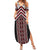 Maori Tukutuku Taniko Motifs Family Matching Summer Maxi Dress and Hawaiian Shirt Red Poutama Mix Kowhaiwhai