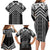 Maori Tukutuku Taniko Motifs Family Matching Long Sleeve Bodycon Dress and Hawaiian Shirt Black Poutama Mix Kowhaiwhai