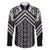 Maori Tukutuku Taniko Motifs Family Matching Long Sleeve Bodycon Dress and Hawaiian Shirt Black Poutama Mix Kowhaiwhai