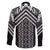 Maori Tukutuku Taniko Motifs Family Matching Long Sleeve Bodycon Dress and Hawaiian Shirt Black Poutama Mix Kowhaiwhai