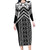 Maori Tukutuku Taniko Motifs Family Matching Long Sleeve Bodycon Dress and Hawaiian Shirt Black Poutama Mix Kowhaiwhai