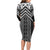 Maori Tukutuku Taniko Motifs Family Matching Long Sleeve Bodycon Dress and Hawaiian Shirt Black Poutama Mix Kowhaiwhai