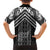 Maori Tukutuku Taniko Motifs Family Matching Short Sleeve Bodycon Dress and Hawaiian Shirt Black Poutama Mix Kowhaiwhai