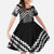 Maori Tukutuku Taniko Motifs Family Matching Short Sleeve Bodycon Dress and Hawaiian Shirt Black Poutama Mix Kowhaiwhai