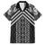 Maori Tukutuku Taniko Motifs Family Matching Short Sleeve Bodycon Dress and Hawaiian Shirt Black Poutama Mix Kowhaiwhai