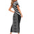 Maori Tukutuku Taniko Motifs Family Matching Short Sleeve Bodycon Dress and Hawaiian Shirt Black Poutama Mix Kowhaiwhai