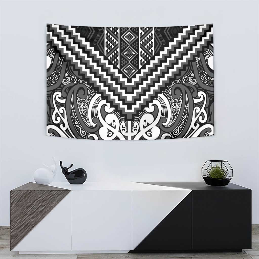 Maori Tukutuku Taniko Motifs Tapestry Black Poutama Mix Kowhaiwhai LT7 - Polynesian Pride