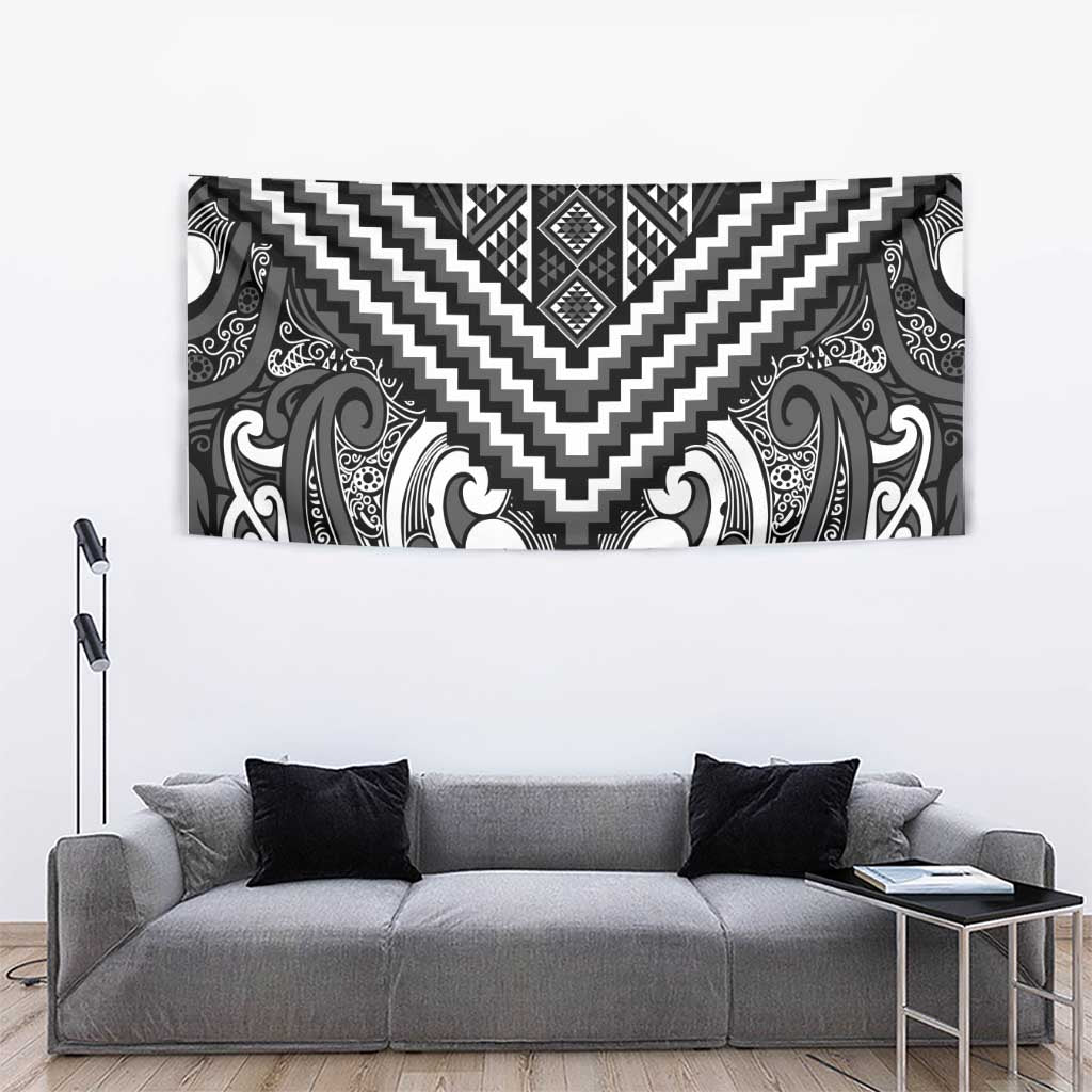 Maori Tukutuku Taniko Motifs Tapestry Black Poutama Mix Kowhaiwhai LT7 - Polynesian Pride