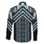 Maori Tukutuku Taniko Motifs Family Matching Short Sleeve Bodycon Dress and Hawaiian Shirt Teal Poutama Mix Kowhaiwhai