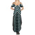 Maori Tukutuku Taniko Motifs Family Matching Summer Maxi Dress and Hawaiian Shirt Teal Poutama Mix Kowhaiwhai