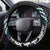 Maori Tukutuku Taniko Motifs Steering Wheel Cover Teal Poutama Mix Kowhaiwhai