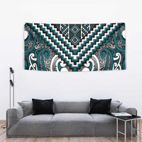 Maori Tukutuku Taniko Motifs Tapestry Teal Poutama Mix Kowhaiwhai LT7 - Polynesian Pride