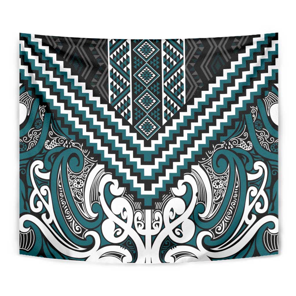 Maori Tukutuku Taniko Motifs Tapestry Teal Poutama Mix Kowhaiwhai LT7 - Polynesian Pride