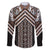 Maori Tukutuku Taniko Motifs Family Matching Long Sleeve Bodycon Dress and Hawaiian Shirt Brown Poutama Mix Kowhaiwhai