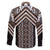 Maori Tukutuku Taniko Motifs Family Matching Long Sleeve Bodycon Dress and Hawaiian Shirt Brown Poutama Mix Kowhaiwhai