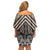 Maori Tukutuku Taniko Motifs Family Matching Off Shoulder Short Dress and Hawaiian Shirt Brown Poutama Mix Kowhaiwhai