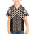 Maori Tukutuku Taniko Motifs Family Matching Off Shoulder Short Dress and Hawaiian Shirt Brown Poutama Mix Kowhaiwhai