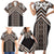 Maori Tukutuku Taniko Motifs Family Matching Short Sleeve Bodycon Dress and Hawaiian Shirt Brown Poutama Mix Kowhaiwhai