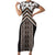 Maori Tukutuku Taniko Motifs Family Matching Short Sleeve Bodycon Dress and Hawaiian Shirt Brown Poutama Mix Kowhaiwhai