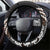 Maori Tukutuku Taniko Motifs Steering Wheel Cover Brown Poutama Mix Kowhaiwhai