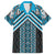 Maori Tukutuku Taniko Motifs Family Matching Long Sleeve Bodycon Dress and Hawaiian Shirt Turquoise Poutama Mix Kowhaiwhai