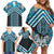 Maori Tukutuku Taniko Motifs Family Matching Off Shoulder Short Dress and Hawaiian Shirt Turquoise Poutama Mix Kowhaiwhai