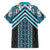 Maori Tukutuku Taniko Motifs Family Matching Off Shoulder Short Dress and Hawaiian Shirt Turquoise Poutama Mix Kowhaiwhai