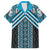 Maori Tukutuku Taniko Motifs Family Matching Short Sleeve Bodycon Dress and Hawaiian Shirt Turquoise Poutama Mix Kowhaiwhai