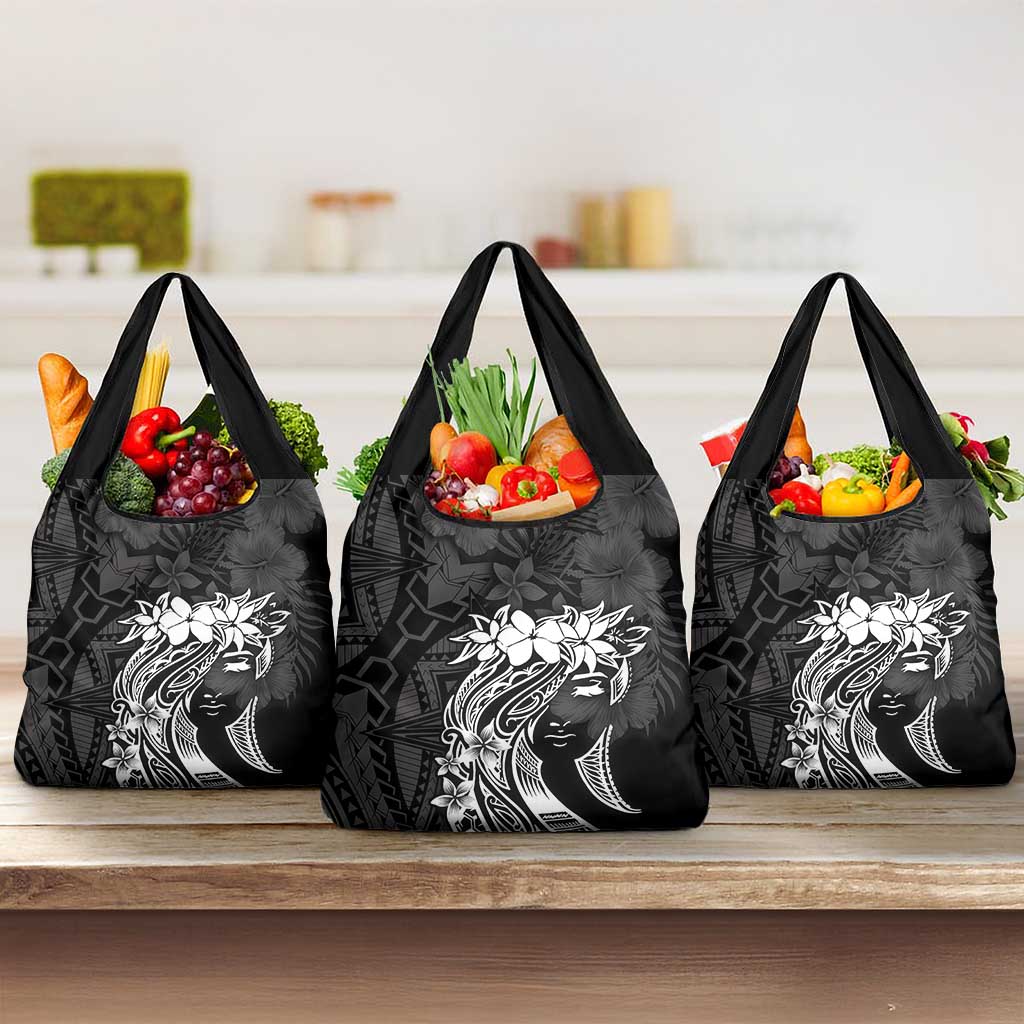 Polynesian Women's Day Grocery Bag Plumeria Passion - Black LT7 3-pack One Size Black - Polynesian Pride