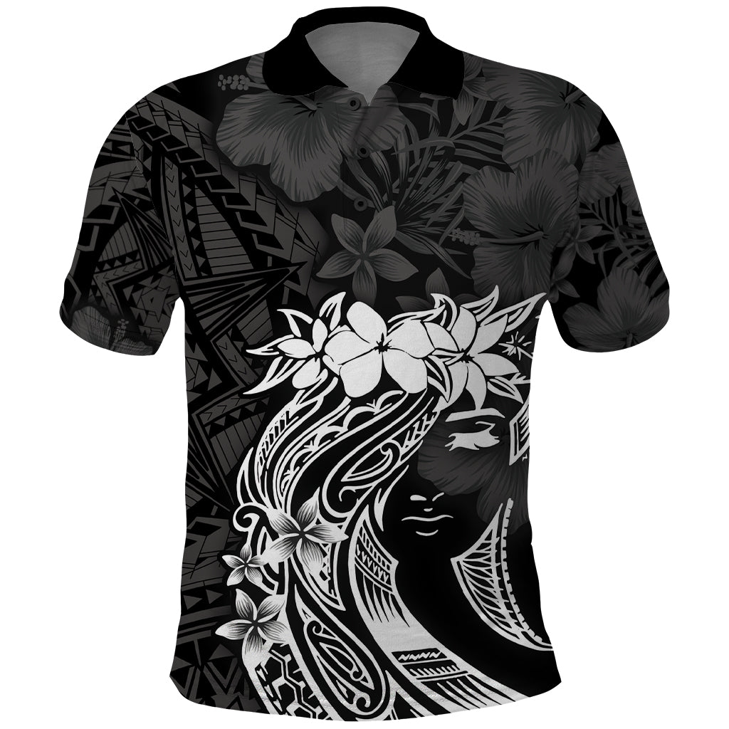 Polynesian Women's Day Polo Shirt Plumeria Passion - Black LT7 Black - Polynesian Pride