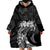 Polynesian Women's Day Wearable Blanket Hoodie Plumeria Passion - Black LT7 - Polynesian Pride