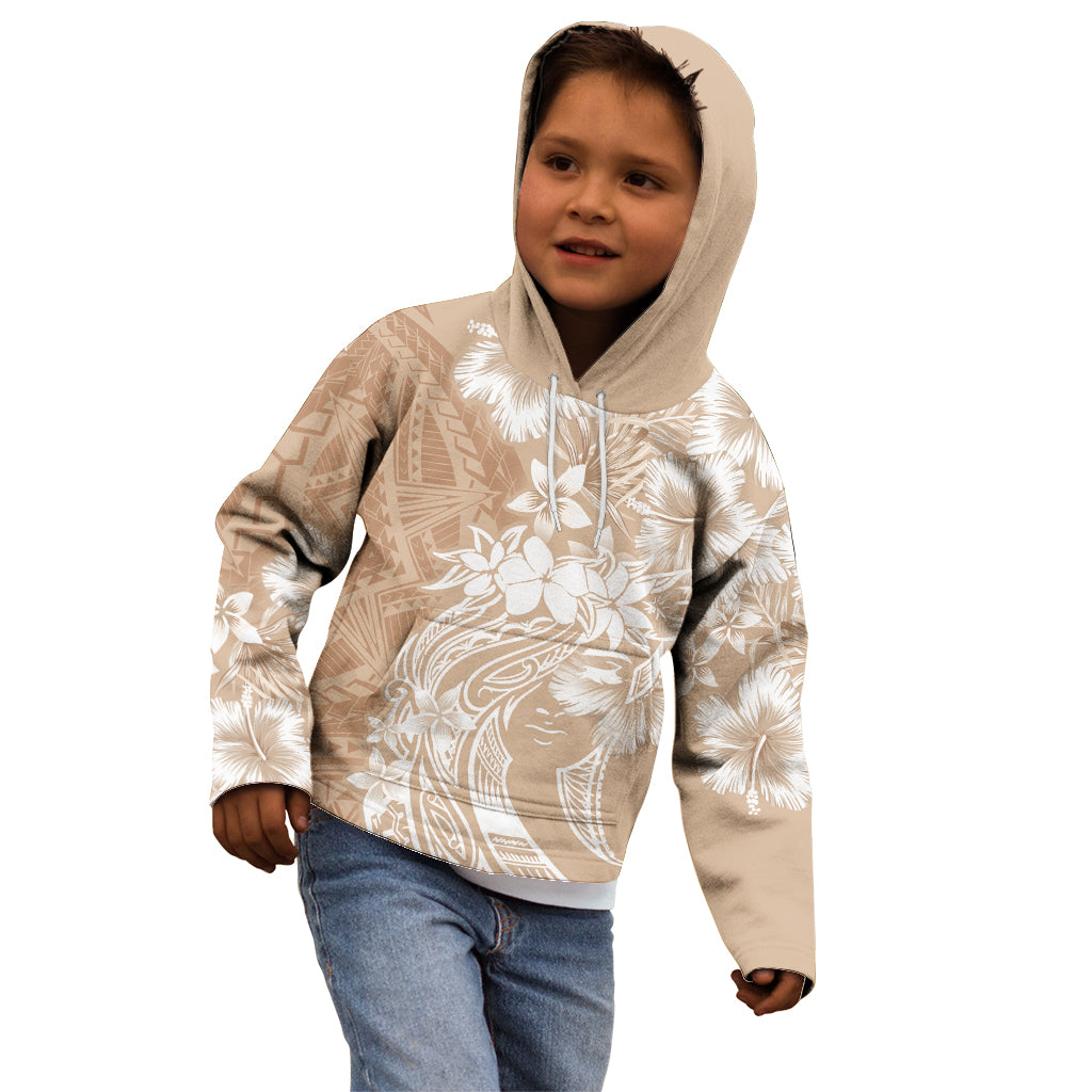 Polynesian Women's Day Kid Hoodie Plumeria Passion - Beige LT7 - Polynesian Pride
