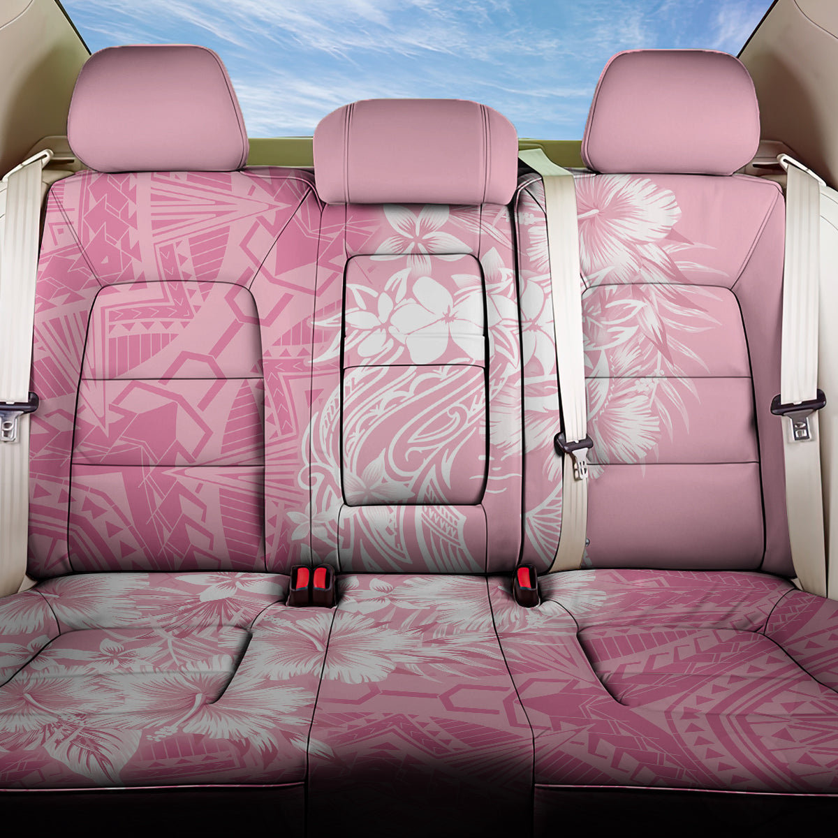 Polynesian Women's Day Back Car Seat Cover Plumeria Passion - Pink LT7 One Size Pink - Polynesian Pride